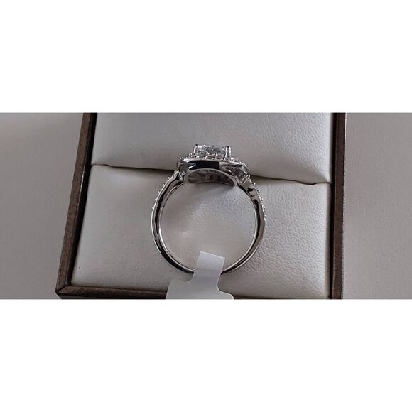 Genuine Diamond Simulant 5.15 Ct. Cushion & Round Triple Halo Engagement Ring #8 - Picture 3 of 4